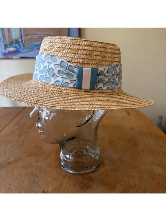 COACH  Raffia Brimmed Hat With Scarf NWT main image 11